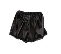 SUBLXPoten Pantalones Cortos De SatéN con Ribete De Encaje Women Spring Summer Satin Silk Lace Safety Shorts Pants Sweet Loose Elastic Home Sleep Nightwear Bottom Thin Pajamas(Black,XL)