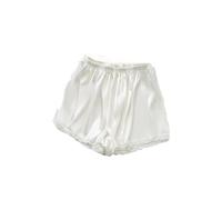 SUBLXPoten Pantalones Cortos De SatéN con Ribete De Encaje Women Spring Summer Satin Silk Lace Safety Shorts Pants Sweet Loose Elastic Home Sleep Nightwear Bottom Thin Pajamas(White,L)