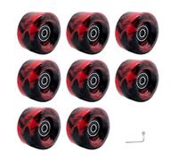 SUBLXPoten Ruedas Patines Antideslizantes Patines de Ruedas con Llave, Ruedas de patín de Cuatro Ruedas de Repuesto, Patinaje de Doble Fila, 8 Uds.(Black Red)