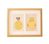 SUBLXPoten Vitrina de Medallas Caja de Almacenamiento Marco Fotos Medalla Madera, decoración Colgante, Hueco for Mantener la Honor, organizar Mesa(10 Inch Double Hole)