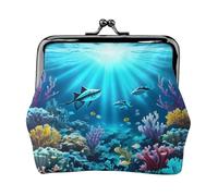 Submarine Coral Rays - Monedero pequeño para mujer, con cierre de beso, tamaño de bolsillo, mini monedero para mujer