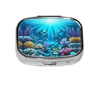 Submarine Coral Rays - Organizador de pastillas de viaje con 2 compartimentos, mini pastillero portátil, caja de almacenamiento de medicamentos y vitaminas