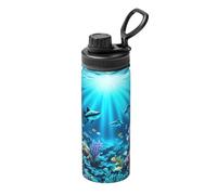 Submarine Coral Rays - Termo de acero inoxidable, adecuado para ciclismo, gimnasio, baloncesto, viajes, termo de 18 onzas, termo para deportes al aire libre