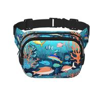 Submarine Dolphins - Riñonera cuadrada de doble capa con correa ajustable para actividades al aire libre, color negro, talla única, Black, Talla única