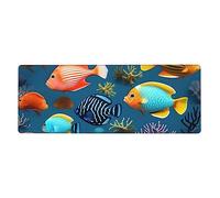 Submarine Reef Fish - Alfombrilla de mouse para computadora de 12 x 31.5 pulgadas de largo con base antideslizante para juegos y oficina