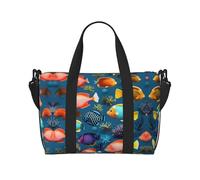 Submarine Reef Fish - Bolsa de viaje cruzada para mujer, bolso de mano casual con cremallera, adecuado para el trabajo, viajes, fitness, viajes, color negro, talla única