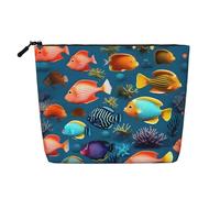 Submarine Reef Fish - Neceser de viaje versátil, bolsa de maquillaje de cáñamo falso, multiusos, organizador de accesorios cosméticos, Black, Talla única