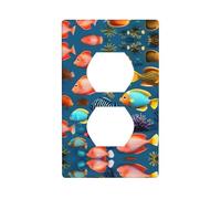 Submarine Reef Fish - Placa de pared dúplex para receptáculo, tamaño estándar de 1 banda, policarbonato termoplástico.