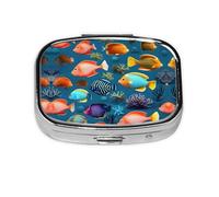 Submarine Reef Fish Travel Square - Caja de almacenamiento de píldoras portátil (pastillero de 2 compartimentos), caja de almacenamiento de medicamentos y vitaminas