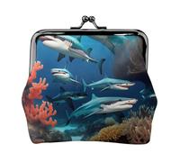 Submarine Shark Coral - Carteras pequeñas para mujer, carteras para mujer, monedero para mujer, cartera pequeña para mujer, bolsa de maquillaje pequeña para bolso, Black, Talla única, Organizador de