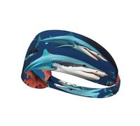 Submarine Shark Coral - Diadema deportiva elástica estampada para correr, fitness, tenis, yoga