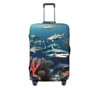 Submarine Shark Coral - Funda de equipaje de viaje para equipaje de 18 a 32 pulgadas, lavable, resistente a los arañazos, Tiburones bajo el mar, S