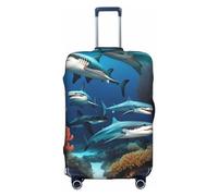 Submarine Shark Coral - Funda lavable para equipaje, resistente a los arañazos, para equipaje de 18 a 32 pulgadas, Blanco, M