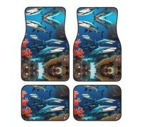 Submarine Shark Coral - Juego de 4 alfombrillas para coche, resistentes al desgaste y a las manchas, perfectas para coches, todoterrenos y furgonetas