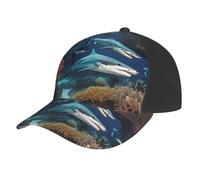 Submarine Shark Coral Print Gorra de béisbol para hombres y mujeres - Gorra ajustable para correr, perfecta para vacaciones en la playa, deportes al aire libre
