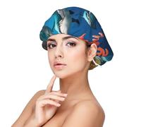 Submarine Shark Coral Satin Sleep Cap para adultos, protección y comodidad para el cabello, negro, talla única