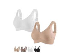 Submarinen-S Bra, Women's Ribbed Push-Up Adjustable Wire-Free Bra, Super Firming Bras Plain Four Breasted