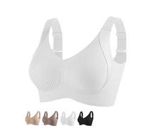 Submarinen-S Bra, Women's Ribbed Push-Up Adjustable Wire-Free Bra, Super Firming Bras Plain Four Breasted