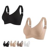 Submarinen-S Bra, Women's Ribbed Push-Up Adjustable Wire-Free Bra, Super Firming Bras Plain Four Breasted