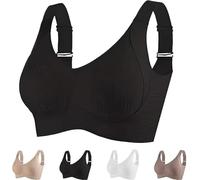 Submarinen-S Bra, Women's Ribbed Push-Up Adjustable Wire-Free Bra, Super Firming Bras Plain Four Breasted