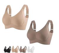 Submarinen-S Bra, Women's Ribbed Push-Up Adjustable Wire-Free Bra, Super Firming Bras Plain Four Breasted