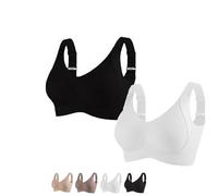 Submarinen-S Bra, Women's Ribbed Push-Up Adjustable Wire-Free Bra, Super Firming Bras Plain Four Breasted