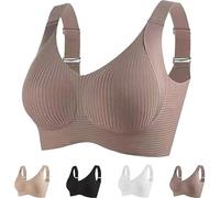 Submarinen-S Bra, Women's Ribbed Push-Up Adjustable Wire-Free Bra, Super Firming Bras Plain Four Breasted