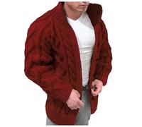 Submariner 2026 - Suéter masculino para otoño e invierno, chaqueta tipo cárdigan con botones, color sólido, manga larga, cuello alto, jacquard, casual, rosso, M