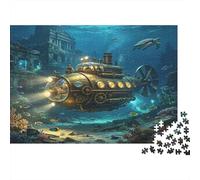Submarino Bajo el Agua Puzzle de 1000 Piezas Cartón para Adultos Exploración de Ruinas Oceánicas Juego de Puzzle 1000 Piezas Decoración Hogar Regalo 52x38cm/1000pcs