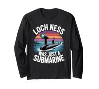 Submarino del Lago Ness, Monstruo escocés Vintage Nessie Humor Manga Larga