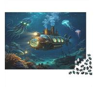 Submarino Puzzle de 1000 Piezas para Adultos Papel Escena Nocturna Océano Aventura Submarina Hogar Relajante Regalo 70x50cm/1000pcs