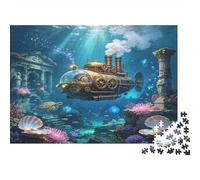 Submarino Steampunk Puzzle de 1000 Piezas Papel para Adultos Ruinas Perdidas Submarinas Puzzle para Toda la Familia Decoración Antiestrés 70x50cm/1000pcs