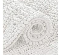 subrtex Alfombra de baño de Chenilla, a Rayas, Suave, Absorbente de Agua, de Secado rápido, Lavable a máquina (Marfil, 20 x 32 Pulgadas)