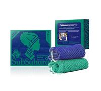 SubSahara Auténtica esponja de red africana - 2 piezas exfoliante para todo tipo de piel, esponja de baño para cara y cuerpo, portátil, duradera, exfoliación suave (azul oscuro y verde bosque)