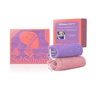 SubSahara Auténtica esponja de red africana - 2 piezas exfoliante para todo tipo de piel, esponja de baño para cara y cuerpo, portátil, duradera, exfoliación suave (rosa rubor y morado lavanda)