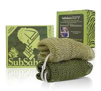 SubSahara Auténtica esponja de red africana - 2 piezas exfoliante para todo tipo de piel, esponja de baño para cara y cuerpo, portátil, duradera, exfoliación suave (verde oliva y verde claro)