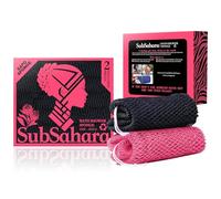 SubSahara Auténtica esponja de red africana - 2 piezas exfoliante para todo tipo de piel, esponja de baño para cara y cuerpo, portátil, duradera, exfoliación suave (negro y rosa)