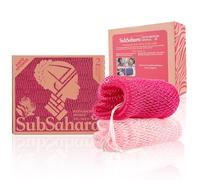 SubSahara Auténtica esponja de red africana - 2 piezas exfoliante para todo tipo de piel, esponja de baño para cara y cuerpo, portátil, duradera, exfoliación suave (rosa oscuro y rosa claro)