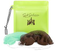 SubSahara Esponja africana auténtica - 2 piezas exfoliantes para todo tipo de piel, ideal para uso diario de cara y cuerpo, duradero, suave exfoliación (verde y marrón)