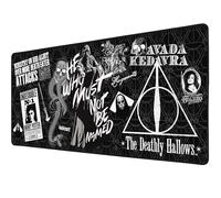 Subsonic - Alfombrilla para Ratón XXL - Alfombrilla de Escritorio Harry Potter 90x40 cm - Superficie Lisa Optimizada para Sensores, base Antideslizante, Bordes Cosidos - En Negro y Blanco