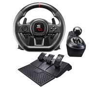 Subsonic Volante de carreras Superdrive GS650X con cambio manual, 3 pedales y levas de cambio para Xbox Serie X/S, PS4, Xbox One (programable)