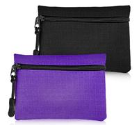 SUBTAVIK 2 Monederos de Tela Oxford, Minibolso Portátil con Cremallera para Mujeres, Hombres, Niñas y Niños (Negro+Morado)