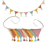 SUBTAVIK, Pack de 10 banderines de Tela, 3,15 m, para decoración de Dormitorio Infantil, jardín, Boda, cumpleaños, Ducha, Flecos, Azul/Rosa