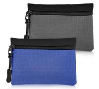 SUBTAVIK Set de 2 Monederos con Cremallera de Tela Oxford para Mujer y Hombre, Minibolso Portátil para Niña y Niño (Gris+Azul)