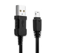 subtel EMC-6 Cable de datos USB 1m compatible con Casio Exilim EX-FC100, EX-Z2, EX-Z550, EX-Z1050, Z100, EX-Z75 Cable Carga EMC-6 12 Pin a USB A 2.0 negro PVC