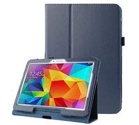 subtel Funda para Tablet Samsung Galaxy Tab 4 10.1 (SM-T530/SM-T531) con Cierre magnético y función de Soporte Hands-Free - Carcasa de Cuero Artificial Back Cover, Funda con Tapa de Color Azul Oscuro