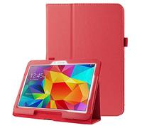 subtel Funda para Tablet Samsung Galaxy Tab 4 10.1 (SM-T530 / SM-T531) con Cierre magnético y función de Soporte Hands-Free - Carcasa de Cuero Artificial Back Cover, Funda con Tapa de Color Rojo