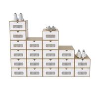 SUBTLETY 20 cajas de cartón para zapatos con ventana, plegables, de papel kraft apilable, caja de zapatos móvil, para zapatos de hasta talla 46