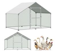 SUBTLETY 3 x 2 x 2 m gallinero de metal accesible con superficie de carrera de 6 m², puerta, pestillo y techo de polietileno, recinto exterior para gallinas, animales y plantas