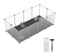 SUBTLETY Parque para animales pequeños, montaje para manualidades, cercado para conejos, recinto para animales pequeños con placas de suelo extraíbles y mazo de goma para hámsters, conejos, cobayas